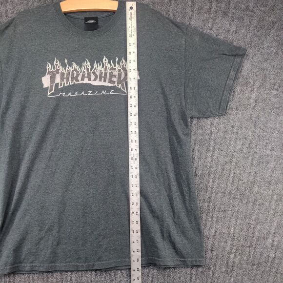 Thrasher Magazine Men's T-Shirt Short Sleeve L Green Gray Crew Neck Regular Fit - Picture 10 of 12